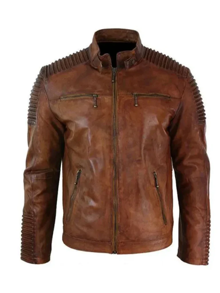 Distressed Brown Leather Jacket