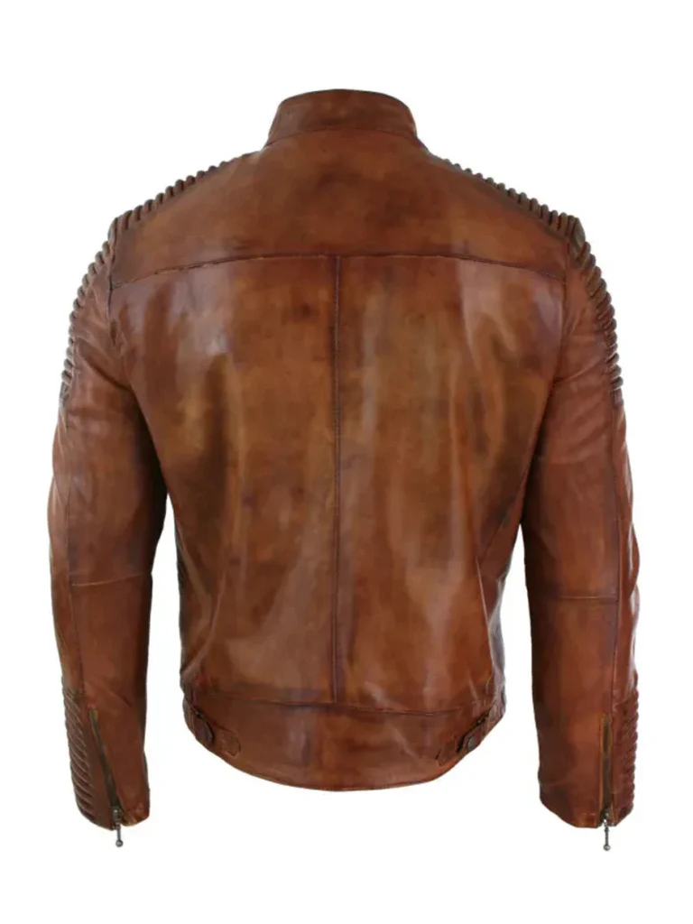 Cafe Racer Distressed Brown Leather Jacket2026