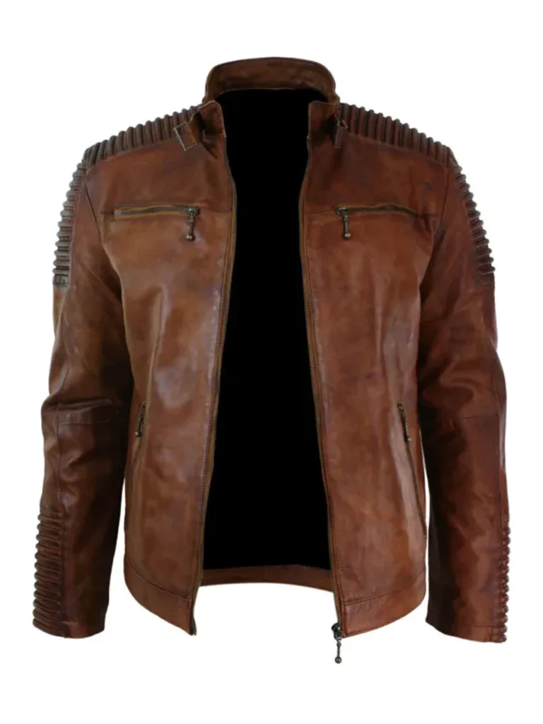Cafe Racer Distressed Leather Jacket