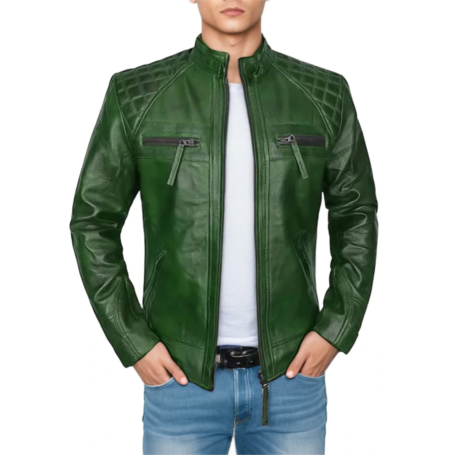 Cafe Racer Green Quilted Jacket