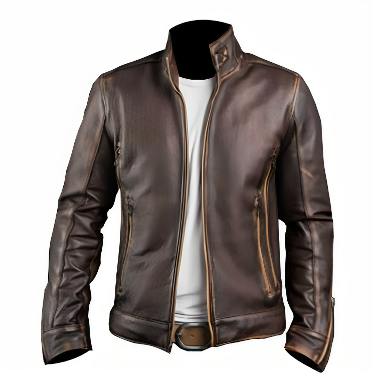 Distressed Brown Motorcycle Jacket