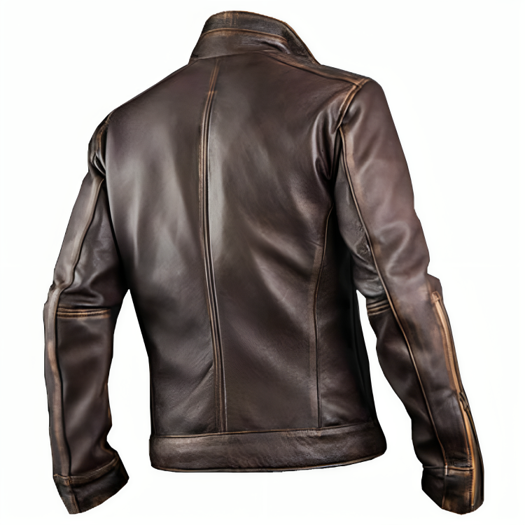 Distressed Brown Motorcycle Leather Jacket2025