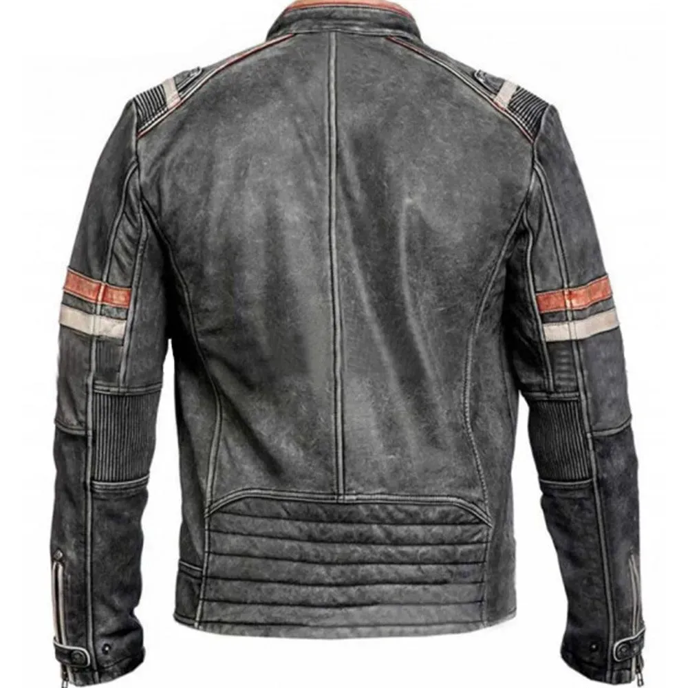 Retro Vintage Cafe Racer Leather Jacket1