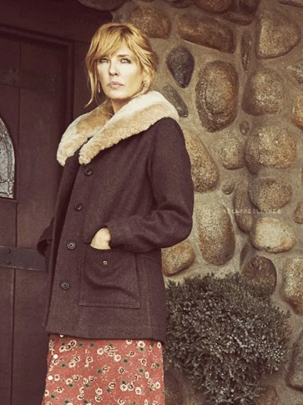 Kelly Reilly Yellowstone Season 4 Beth Dutton Shearling Wool Coat